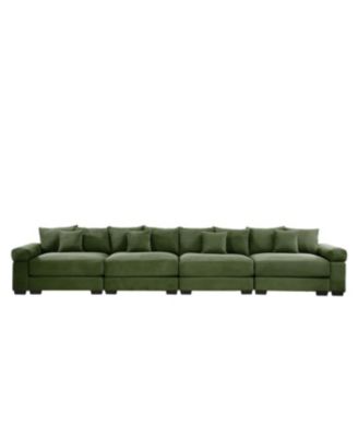 170" Oversized Cloud Modular Sectional Couch, Premium Corduroy 3-Seater, Green