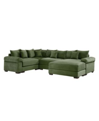 Oversized Cloud Modular Sectional Couch with Ottoman, Green