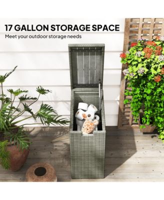 17 Gallon Wicker Deck Box, Small Outdoor Storage Box