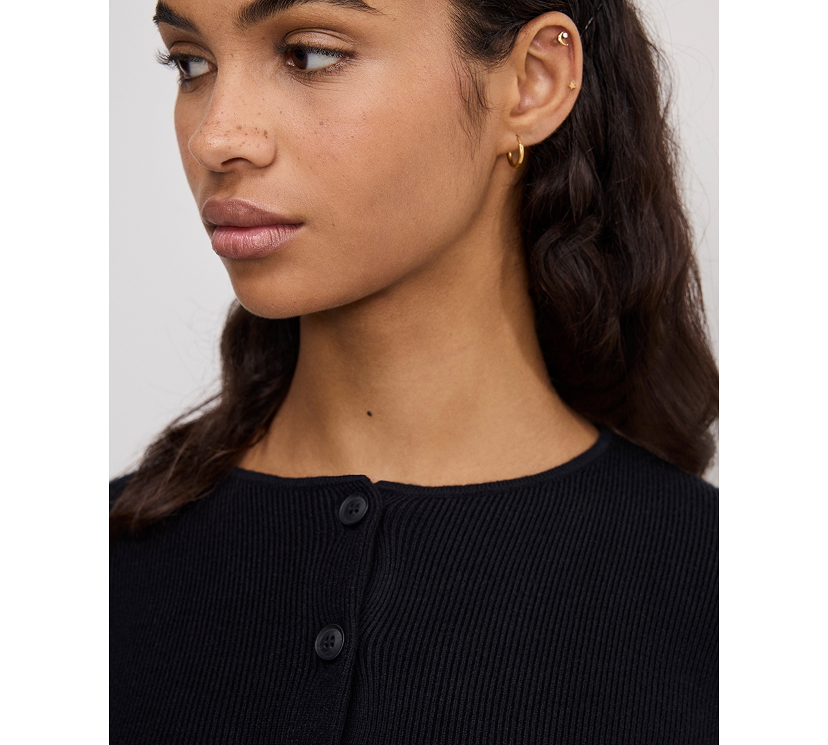 Good American Women's Bell Sleeve Knit Cardigan Sweater