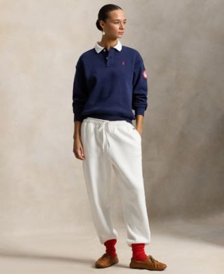 Women's Team USA Polo-Collar Fleece Pullover Sweatshirt