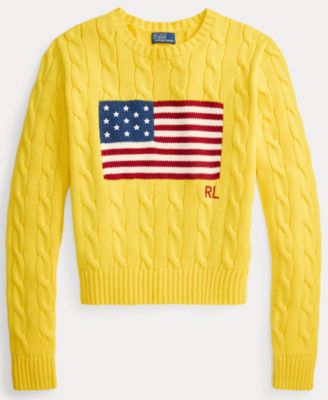 Women's Flag Cable-Knit Cropped Sweater