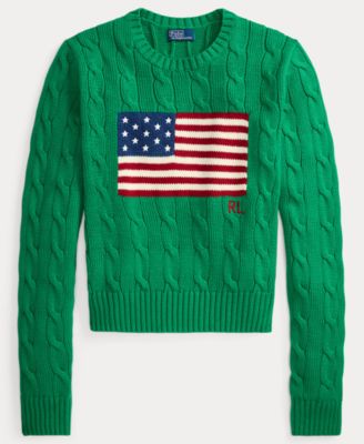 Women's Flag Cable-Knit Cropped Sweater