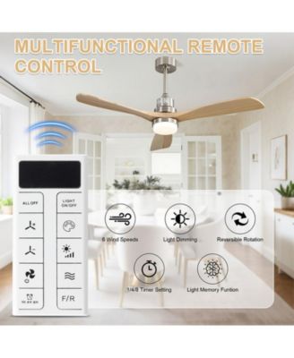 52-inch Modern Sand Nickel 3-Blade Light Ceiling Fan with Remote Control and Supporting Mobile Device Connection