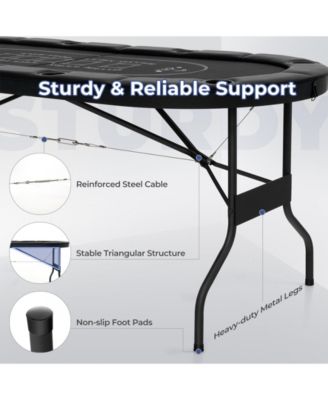 72 Inch Foldable Poker Table for 8 Players Portable Oval Card Board Game Table