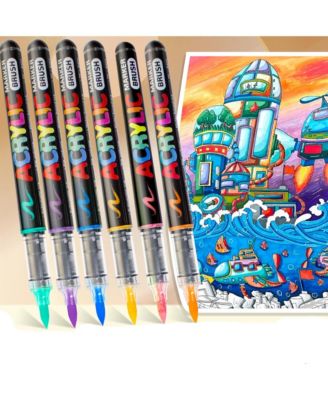 12 Colors Direct Liquid Acrylic Markers, Student Hand-Painted Art Markers for Rocks, Eggs, Wood, Rock, Canvas, Plastic, Glass, Ceramic