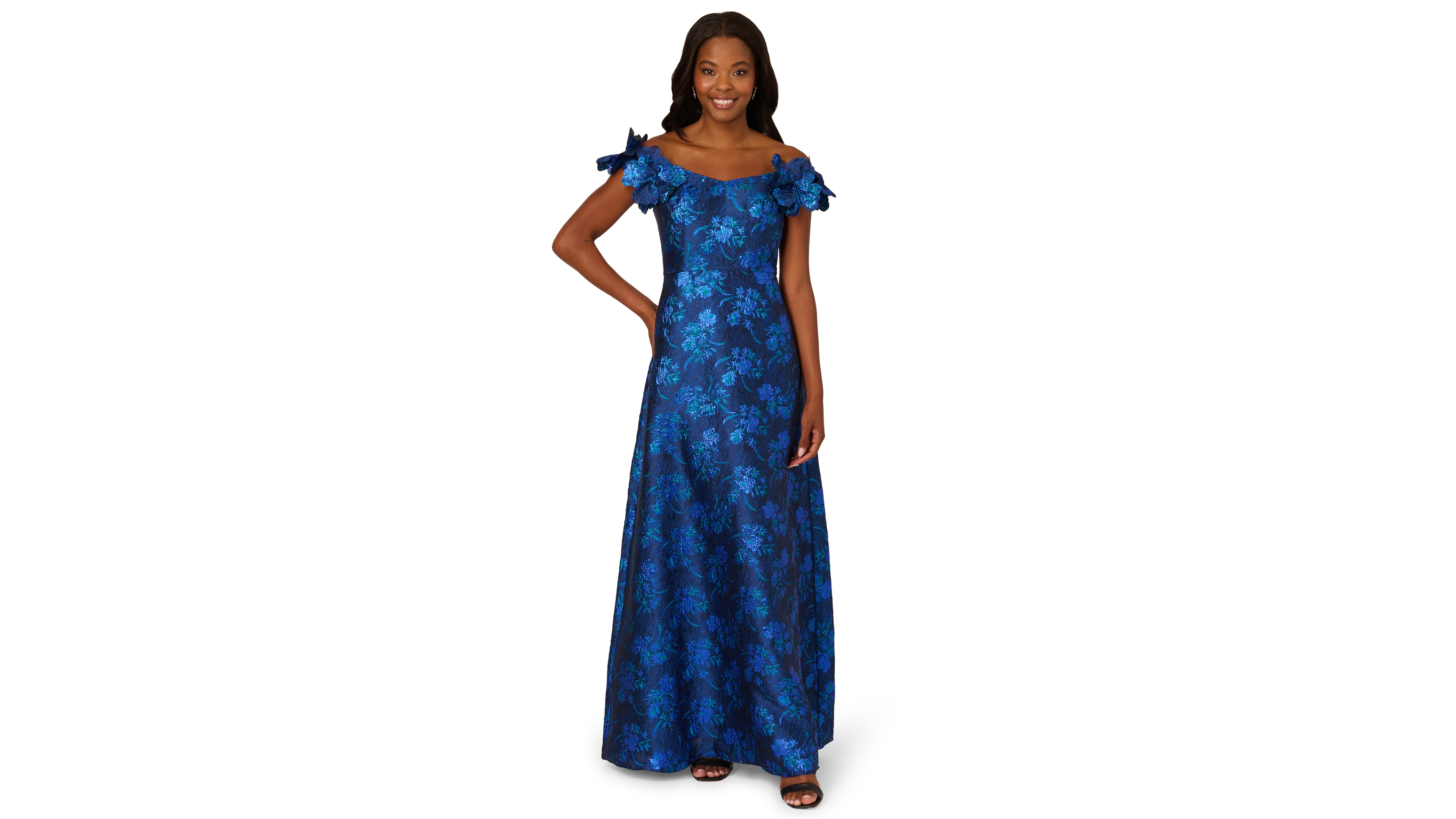 Adrianna Papell Women's Floral Off-The-Shoulder Gown