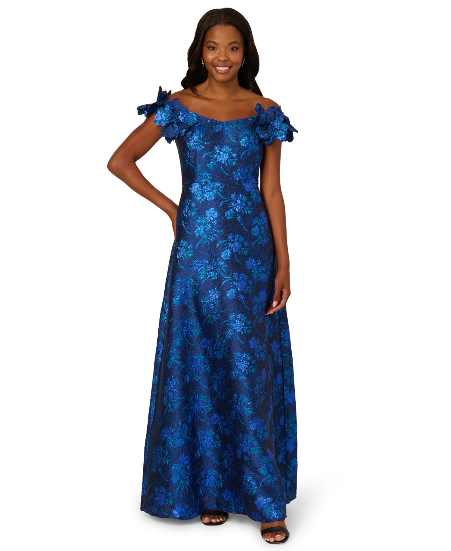 Women's Floral Off-The-Shoulder Gown