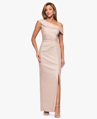 XSCAPE - Petite One-Shoulder Long Slit Dress