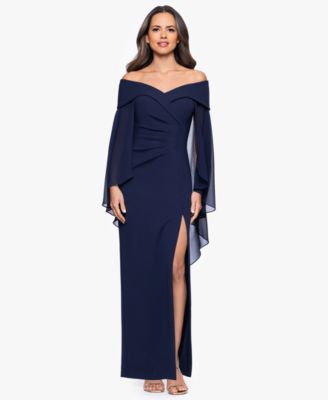 Petite Off-The-Shoulder Cape Dress