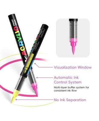 9 Colors Blue Series Acrylic Markers, Soft-Tip Direct-Ink Pigment Pens.