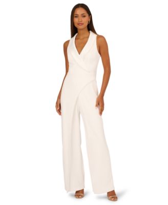 Women's Imitation Pearl Crepe Tuxedo Jumpsuit