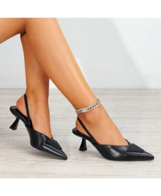 Corless Slingback Pumps with Trapezoid Detail