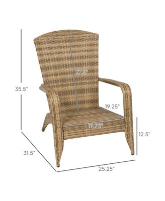 Patio Wicker Adirondack Chair with Soft Cushions, Dark