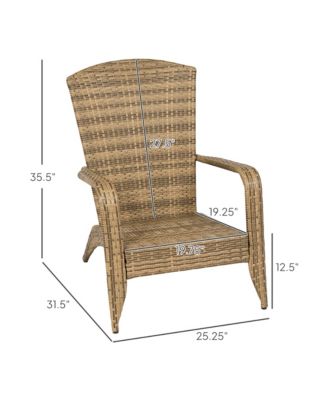 Patio Wicker Adirondack Chair with Soft Cushions, Dark