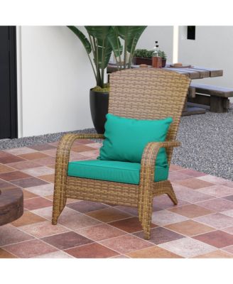 Patio Wicker Adirondack Chair with Soft Cushions, Dark