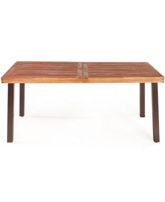 3 Pieces Picnic Table Set Acacia Wood Table Bench with Steel Legs Outdoor Patio