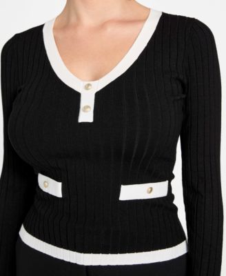 Women's Laurel Ribbed Knit V-Neck Sweater
