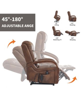 Power Lift Recliner Chair Dual Motor Infinite Position Up to 350 LBS with Solid Wood Armrests, Heat Massage and Heavy Duty Motion Mechanism
