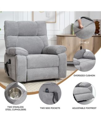 Heat Massage Dual Motor Infinite Position Up to 350 LBS Large Electric Power Lift Recliners with Hidden Cup Holders, Power-Remote