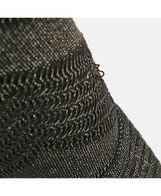 Women's Black Lurex Patterned Knit Mock Neck Mini Dress