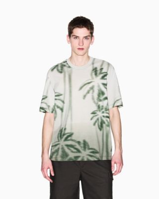 Men's Short Sleeve Palm Tree Print Crewneck T-Shirt