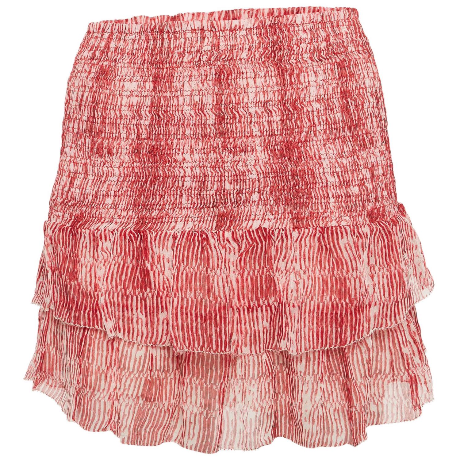 Women's Red Smocked Zelia Mini Skirt
