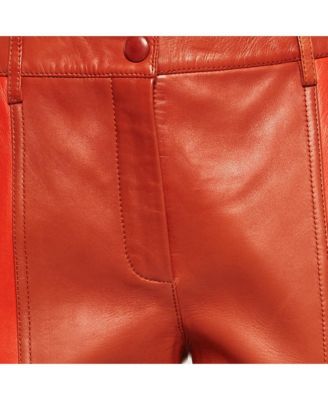 Women's Brown Patchwork Leather Pants