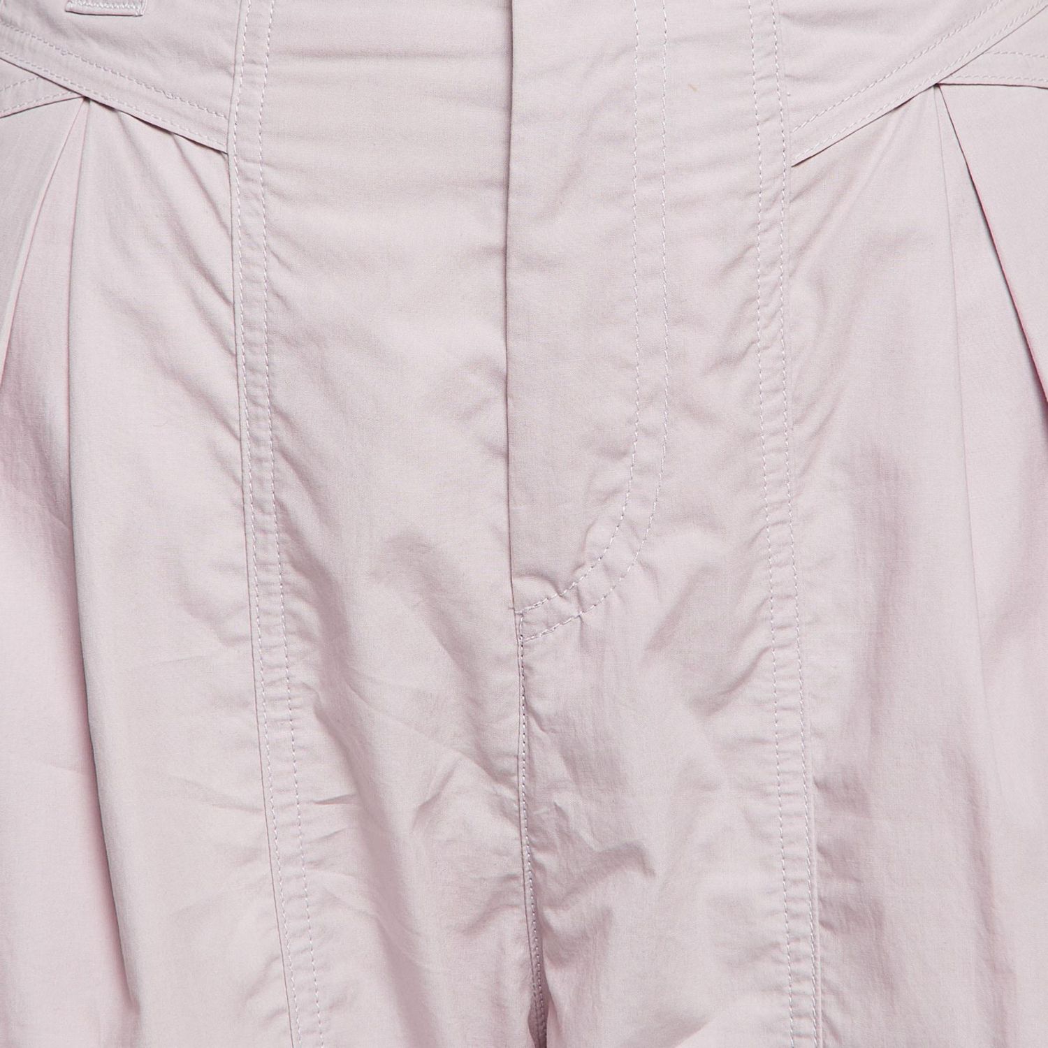 Women's Light Purple Cotton Pleated Trousers