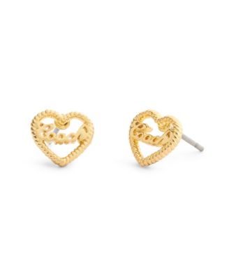 Faux Stone Charming Charms Signature Heart Stud Earrings