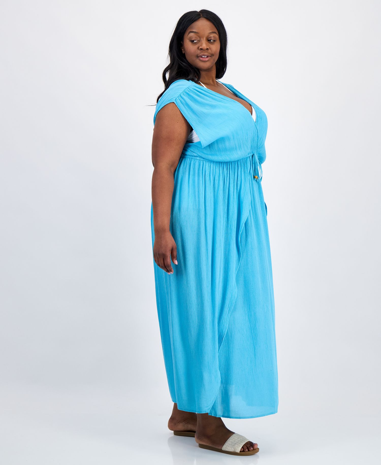 Plus Size Front Slit Cover-Up Maxi Dress