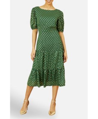 Women's Foil Spot Midi Dress With Scoop Back