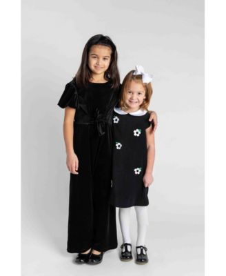 Big Girls Black Velvet Jumpsuit