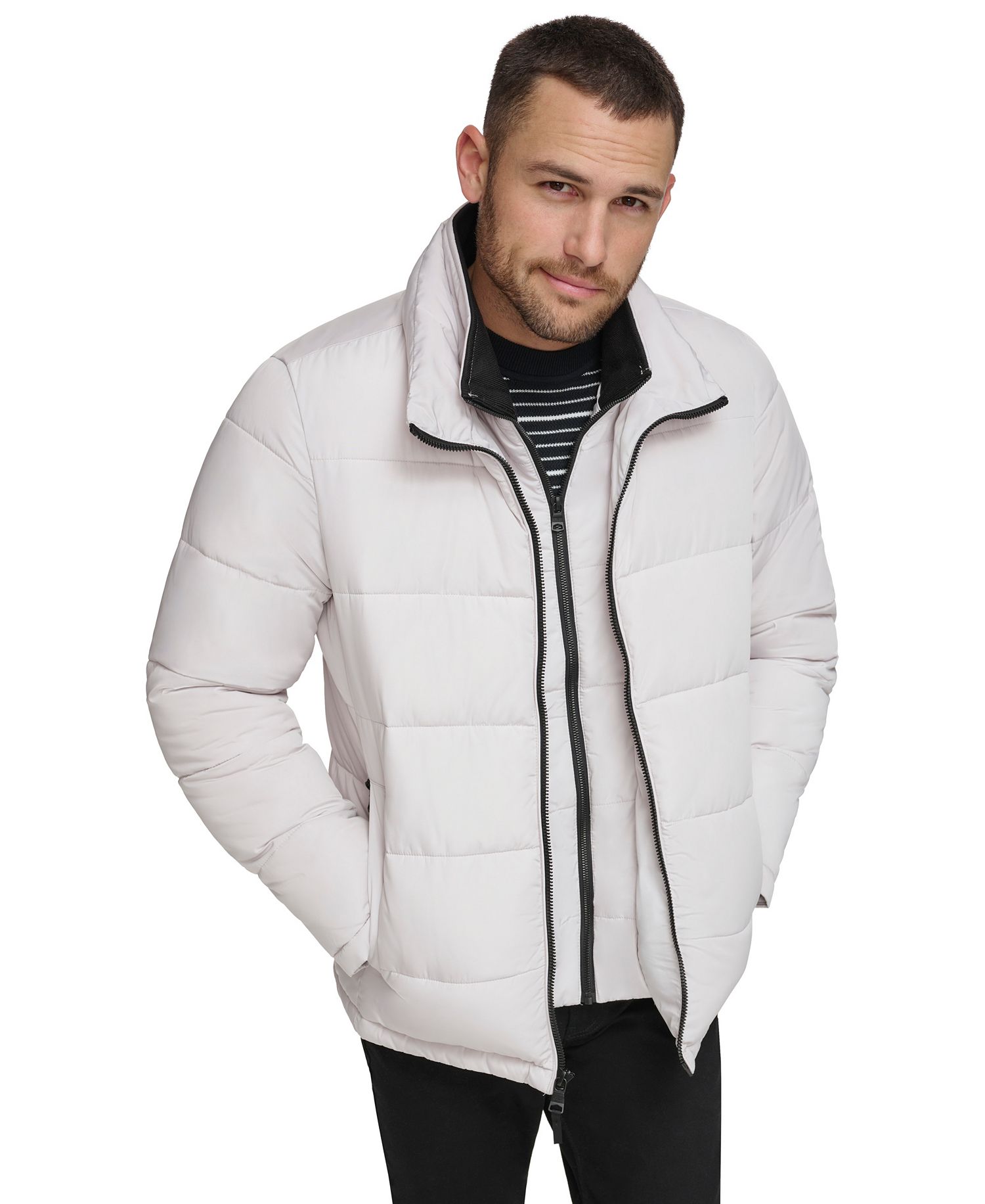 Calvin Klein Men's Puffer With Set In Bib Detail