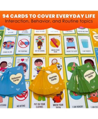 Autism Learning Materials - Communication Cards for Kids - 94 Visual Flashcards with 3 Rings & Clip