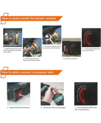 Dual Fuel Camping Stove – 10,000 BTU Portable Propane & Butane Stove with Windblocker, Auto Ignition & Carrying Case (Fuel Not Included)