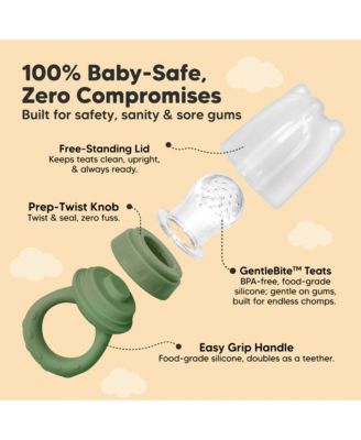 2-Pack Prep Baby Food Feeder, BPA-Free Silicone Baby Fruit Feeder for Teething, 6-12 Months BLW Feeding Essentials