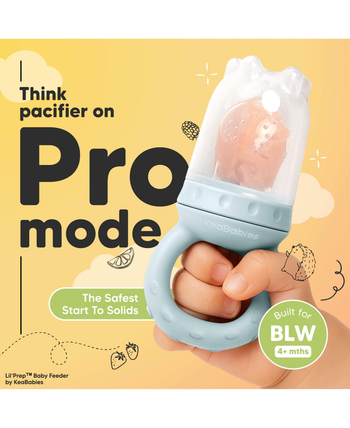 KeaBabies 2-Pack Prep Baby Food Feeder, Bpa-Free Silicone Fruit Feeder for Teething, 6-12 Months Blw Feeding Essentials