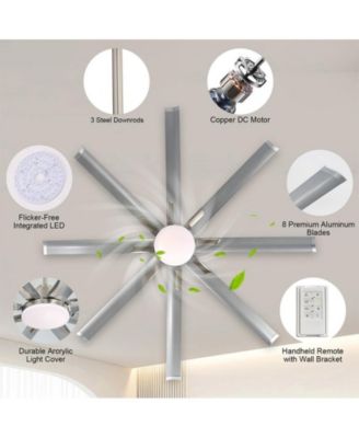 72-inch Standard Industrial Sand Nickel 8-Blade LED Ceiling Fan with Remote and Intelligent Control and Voice Function