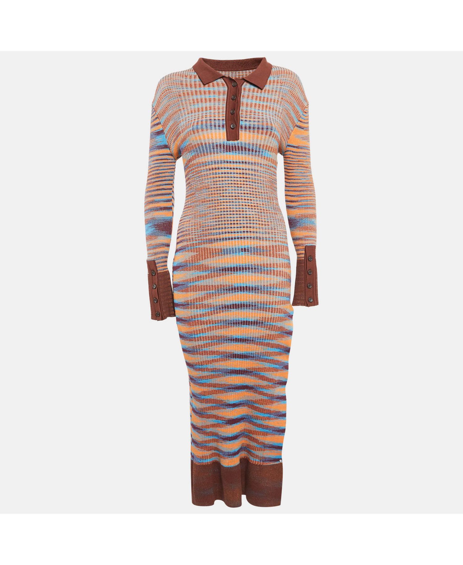 Women's Brown Rib Knit La Robe Zucca Midi Dress