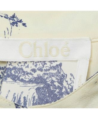 Women's Cream/blue Printed Silk Mini