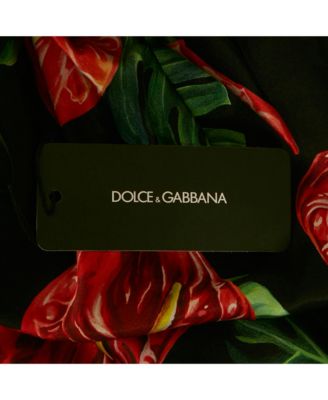 Women's Black Printed Satin Silk One-Shoulder Tie-Up Detail Midi Dress