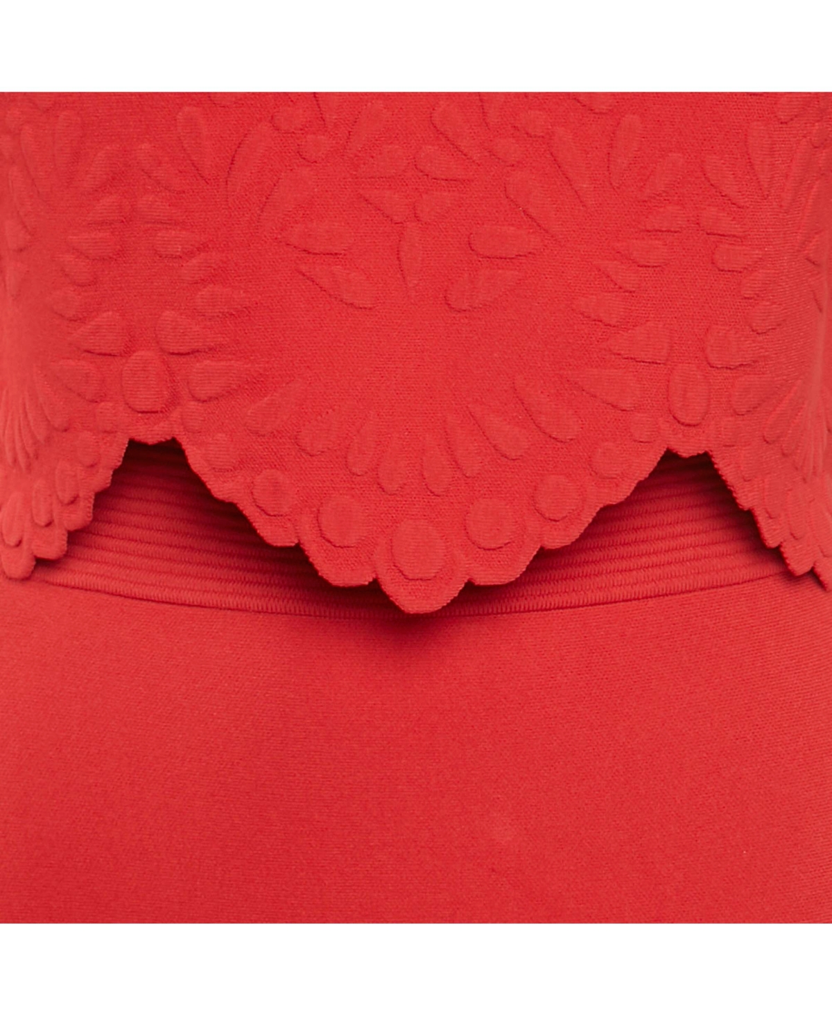 Pre-Owned Alexander Mcqueen Women's Red Textured Stretch Knit Scallop Hem Top And Skirt Set