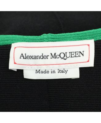 Women's Black/green Jersey Flounced Plunge Neck Dress