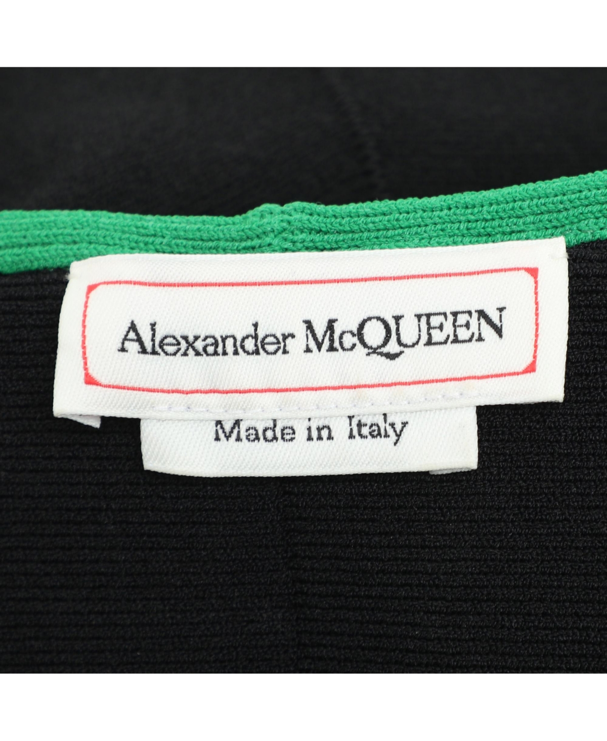 Pre-Owned Alexander Mcqueen Women's Black/green Jersey Flounced Plunge Neck Dress