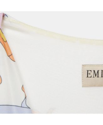 Women's White Printed Jersey Draped Sleeveless Midi Dress