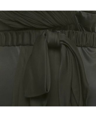 Women's Black Jersey & Silk Halter Neck Backless Belted Mini Dress