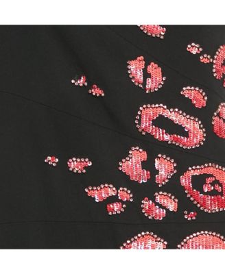 Women's Collection Black Embellished Crepe One-Shoulder Maxi Dress