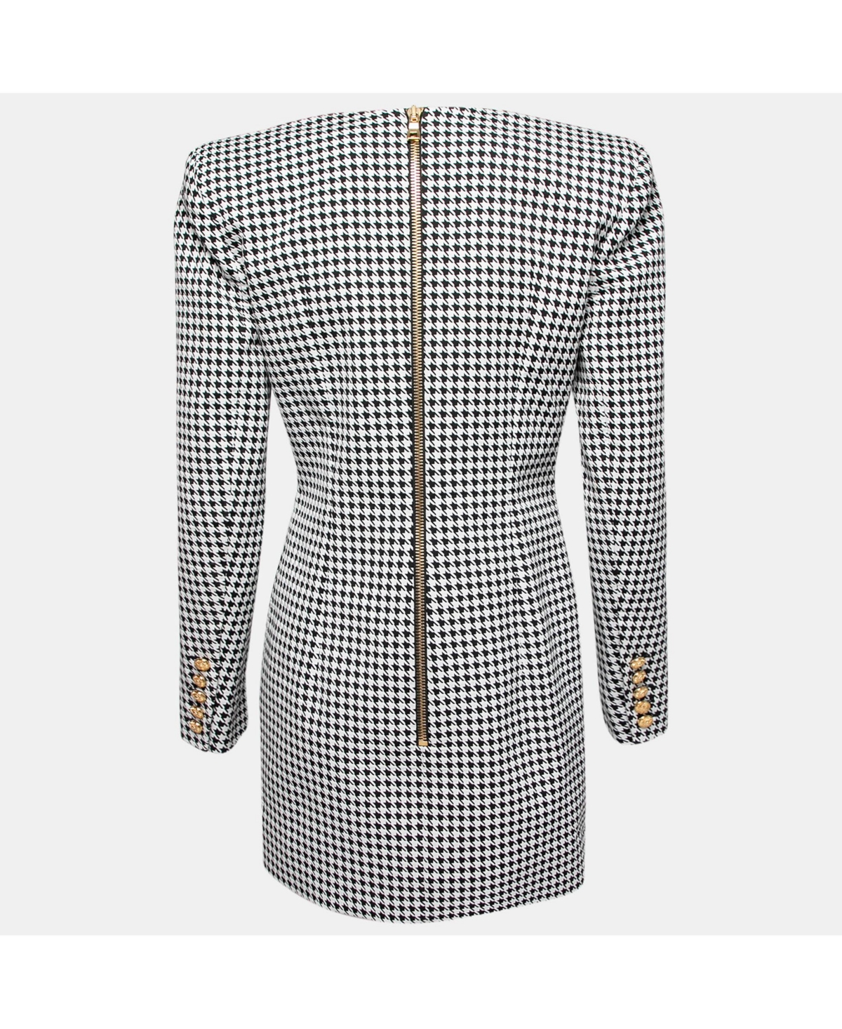 Pre-Owned Balmain Women's Monochrome Houndstooth Jacquard Mini Dress