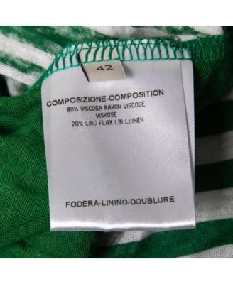 Women's Green Striped Linen Blend Knit Oversized Belted Mini Dress